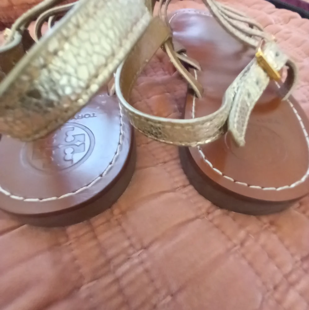 Tory Burch Metallic Gold Strappy Gladiator Sandals